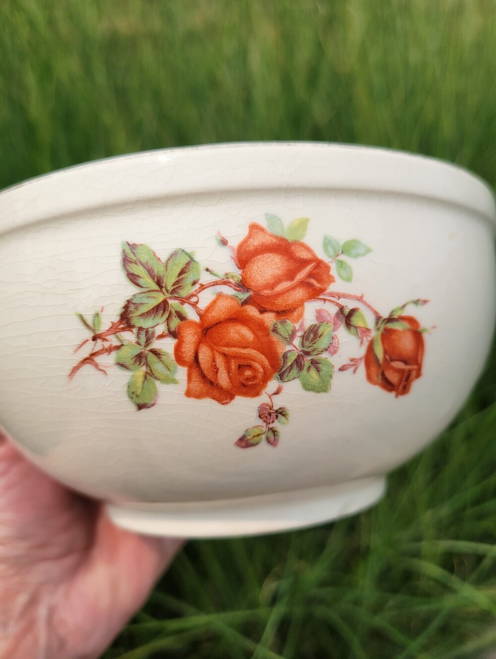 Vintage Universal Cambridge Oven Proof American Beauty Rose Bowl 1940s USA - Picture 3 of 16